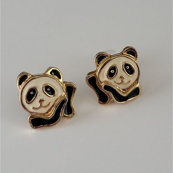 Earrings Vintage Panda Enamel Earrings #0145 - Picture 4 of 9